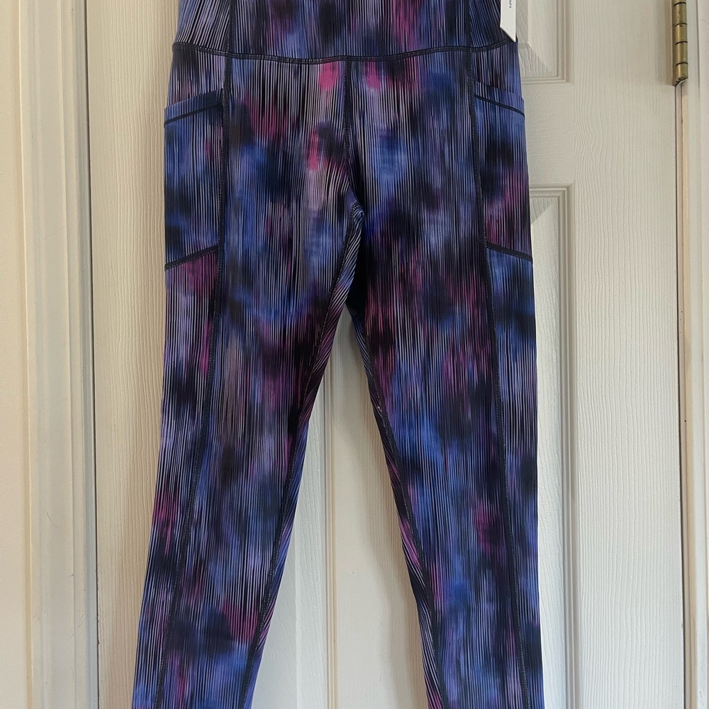 Calvin Klein Performance Purple & Blue Striated Leggings